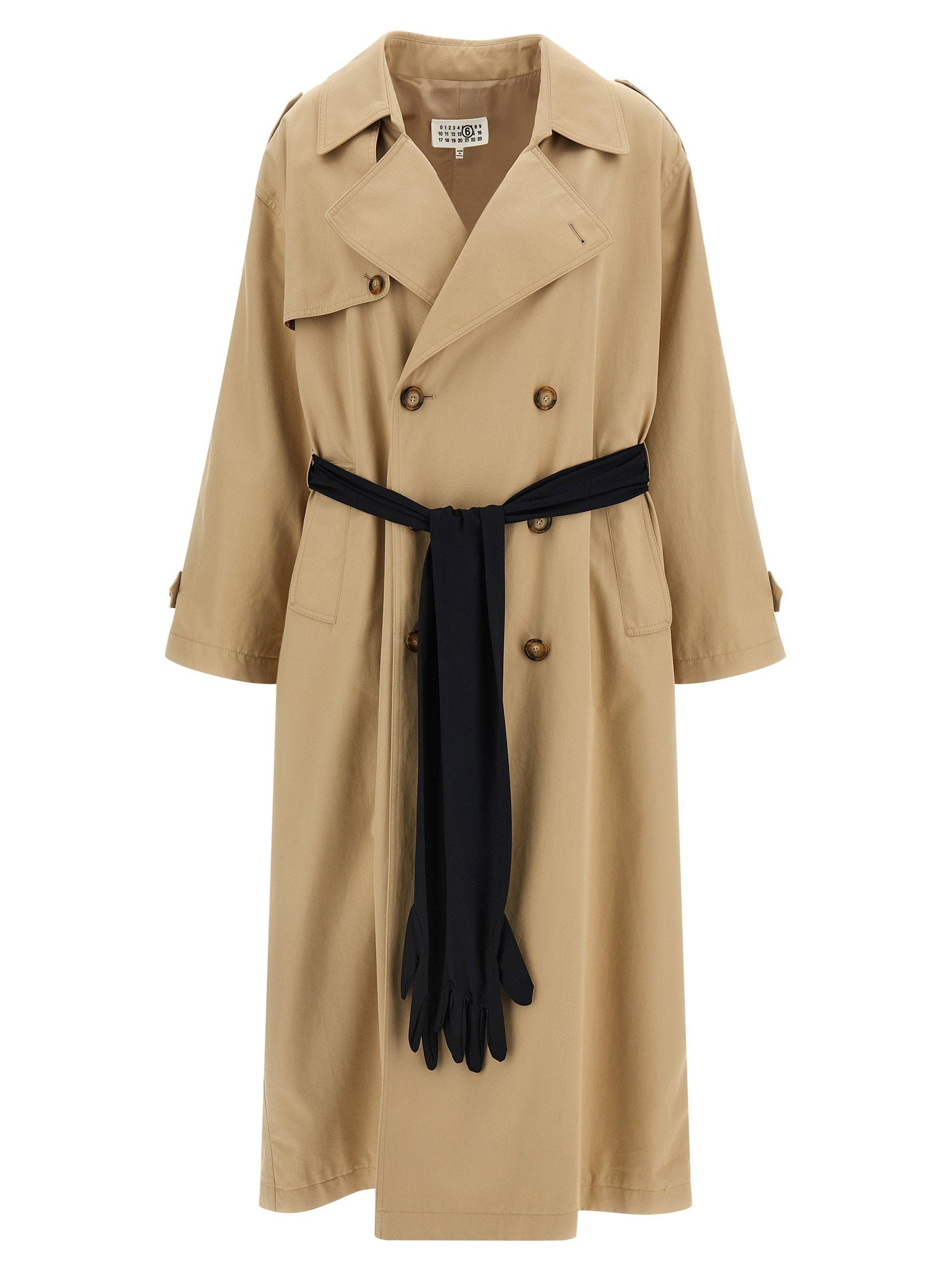 Mm6 Maison Margiela Trench Coat With Gloves Beige