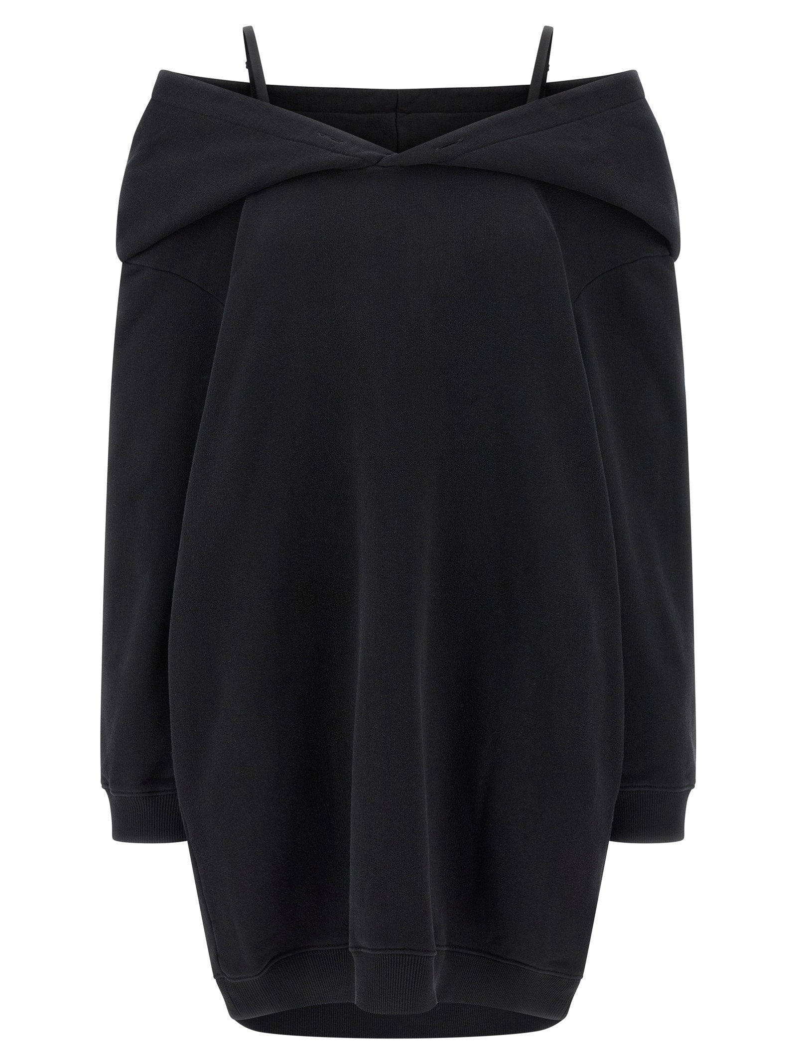 Mm6 Maison Margiela Off-shoulder Hooded Dress Black