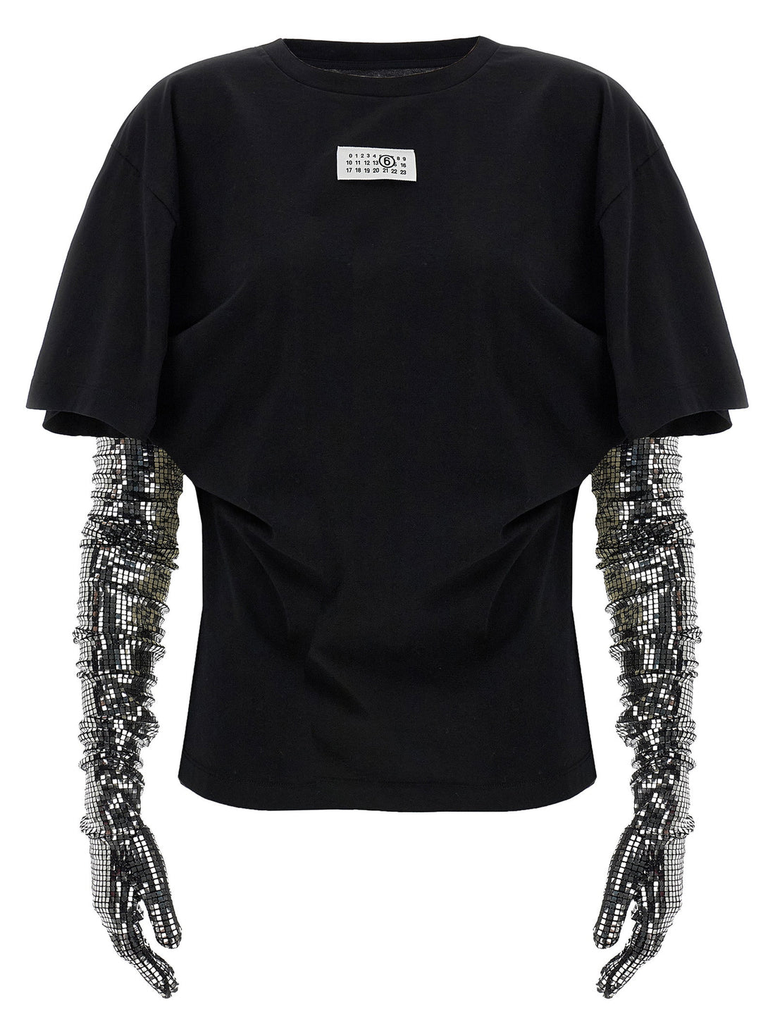 Mm6 Maison Margiela Sequin Gloves T-shirt Black