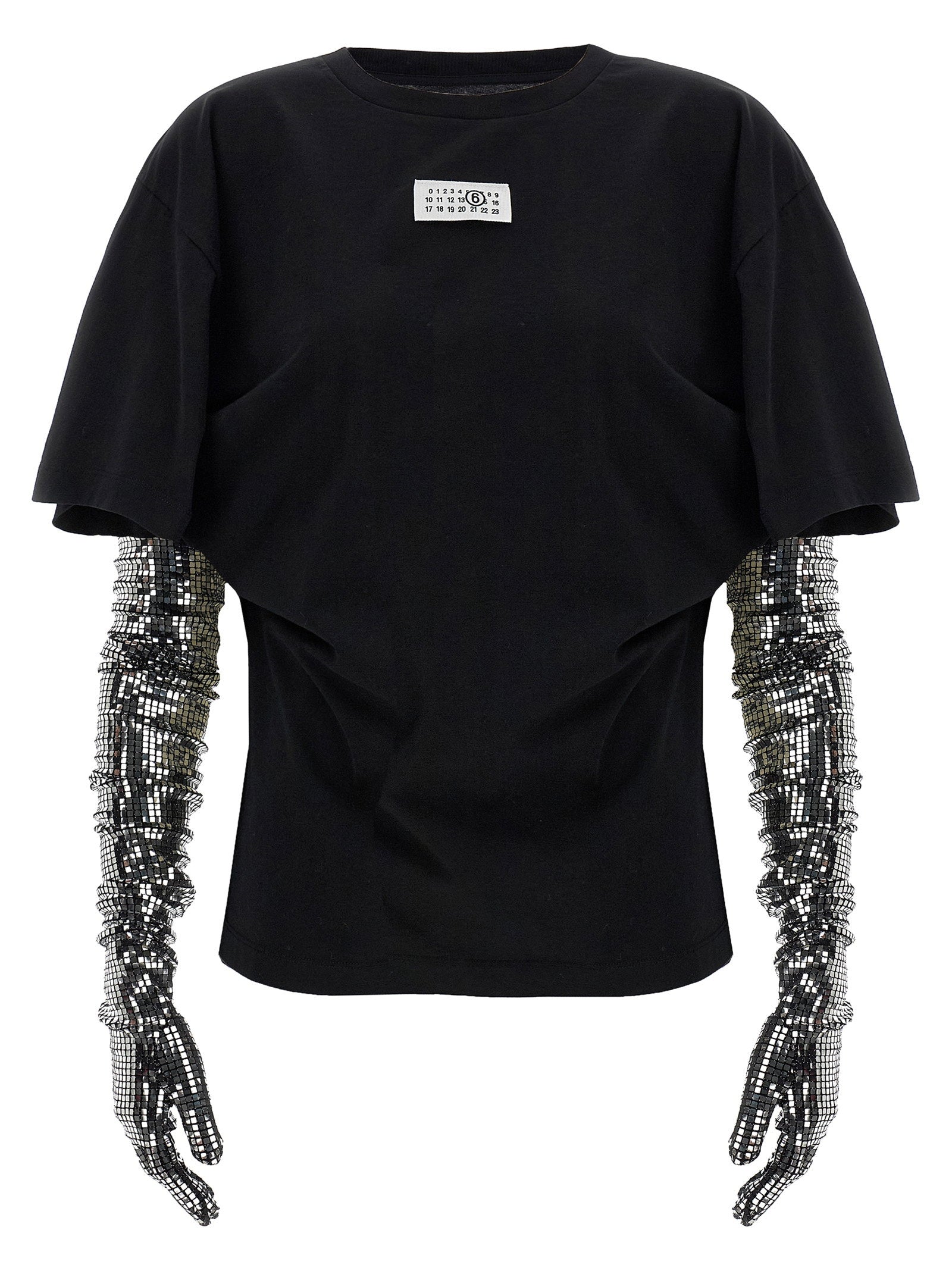 Mm6 Maison Margiela Sequin Gloves T-shirt Black