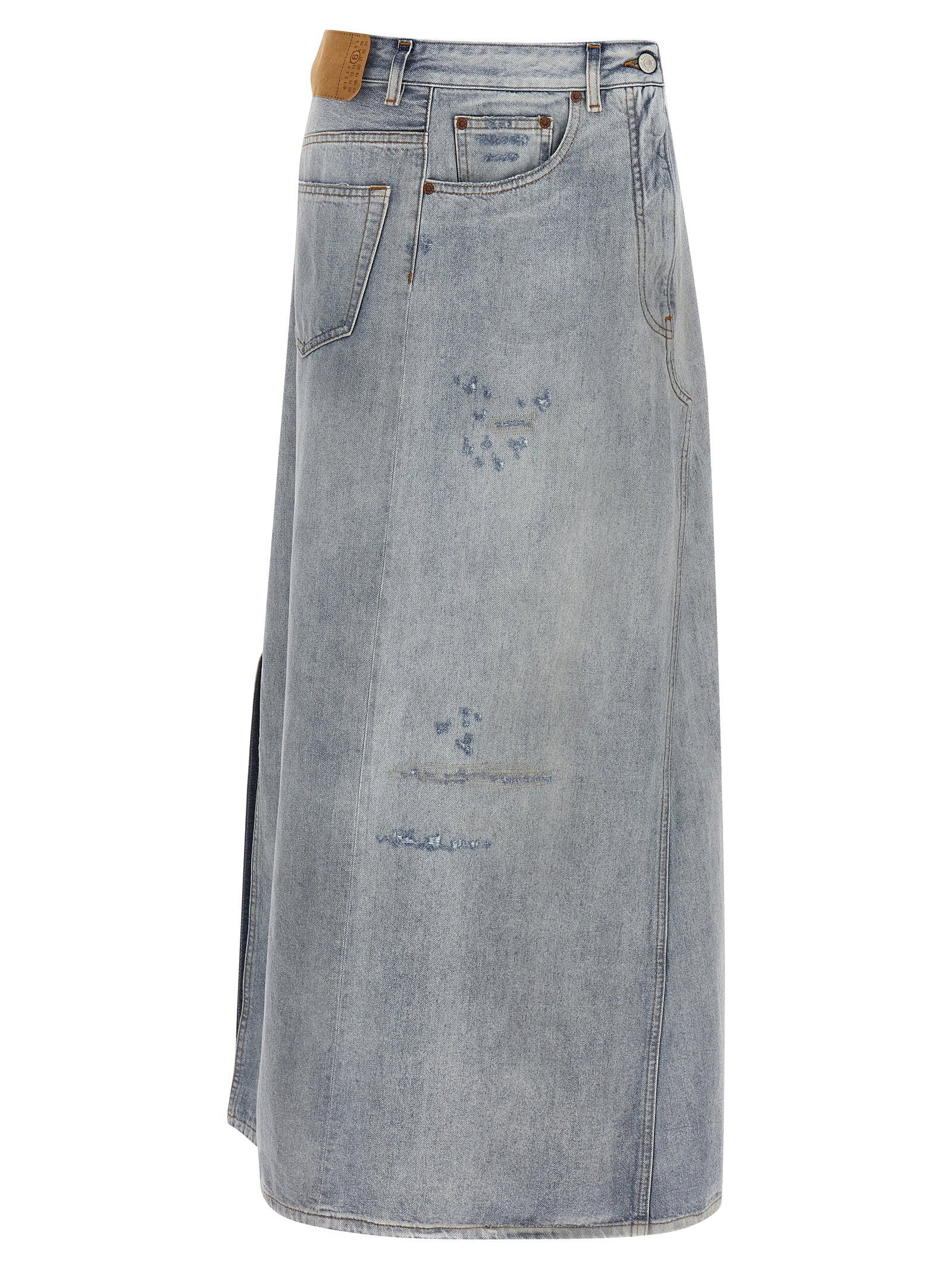 Mm6 Maison Margiela Asymmetrical Construction Skirt Light blue