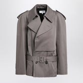MM6 Maison Margiela Short Double-Breasted Grey Trench Coat Grey