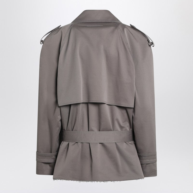 MM6 Maison Margiela Short Double-Breasted Grey Trench Coat Grey