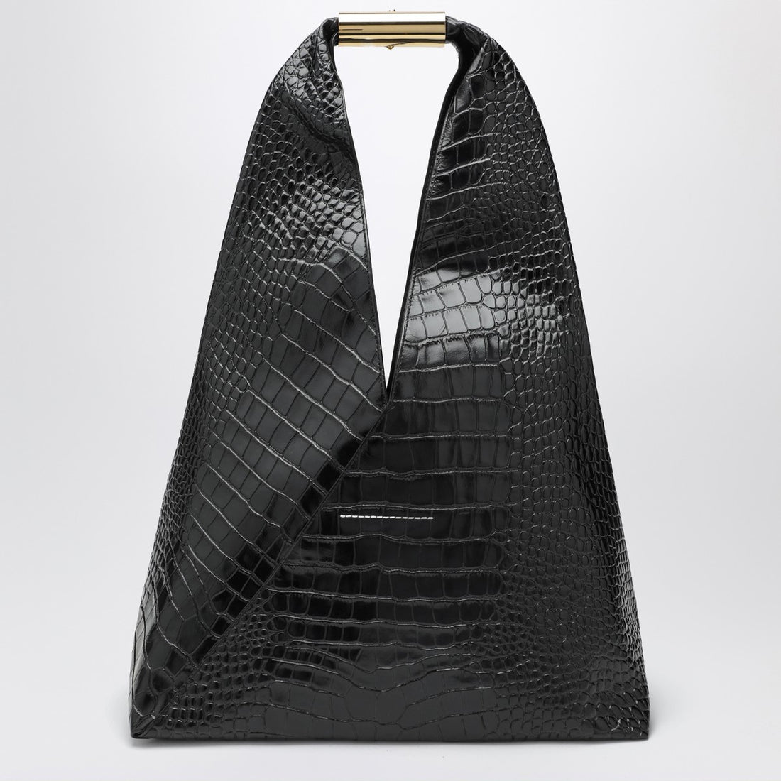MM6 Maison Margiela Medium Embossed Crocodile-Effect Leather Japanese Bag Black