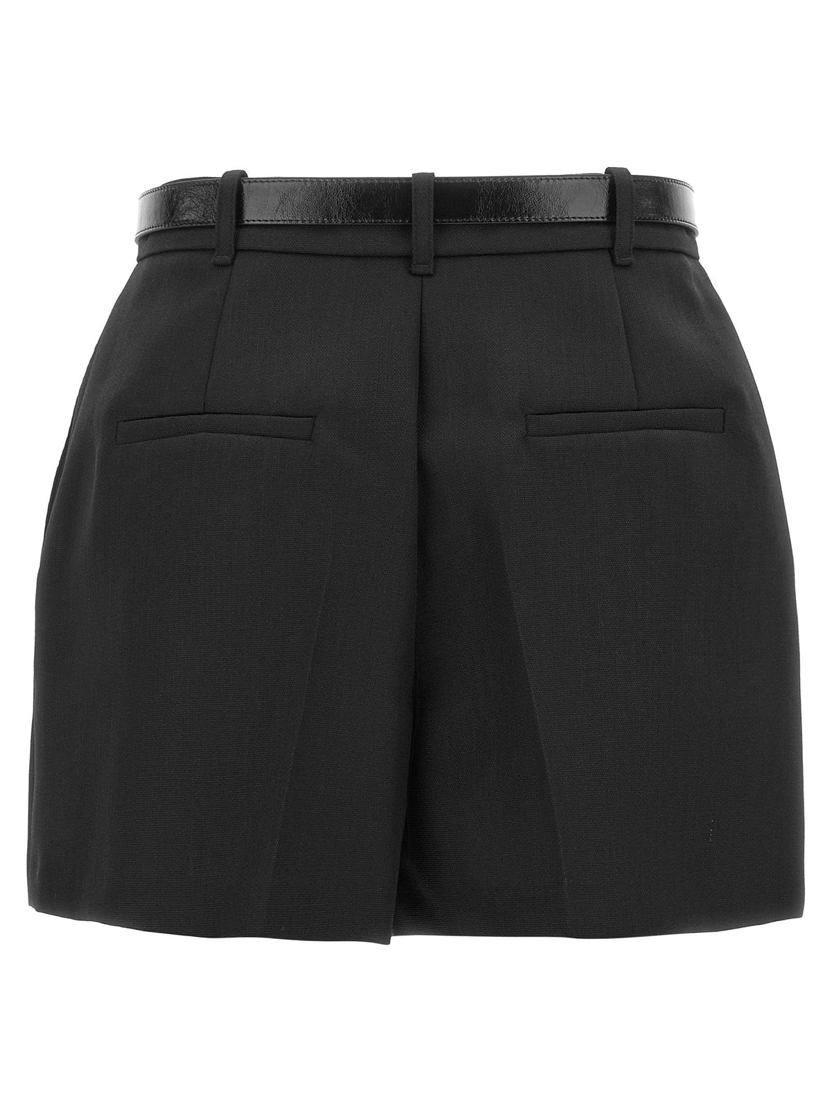 Elisabetta Franchi Belted Wool Shorts Black