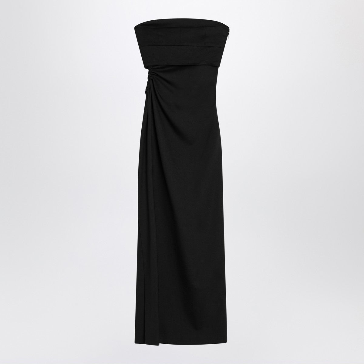 Max Mara Black Wool-Blend Bustier Dress with Draped Detail Black
