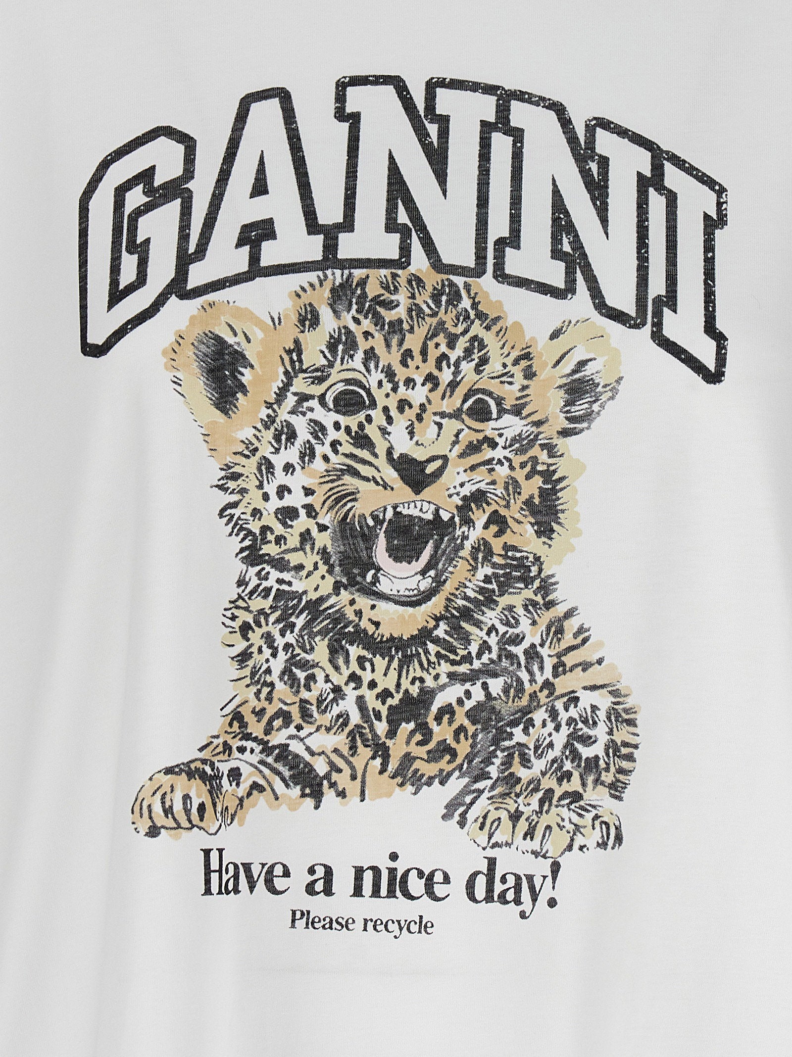 Ganni Leopard T-shirt White