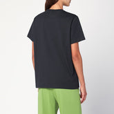 Ganni Dark Grey Organic Cotton Rose-Print T-shirt Purple