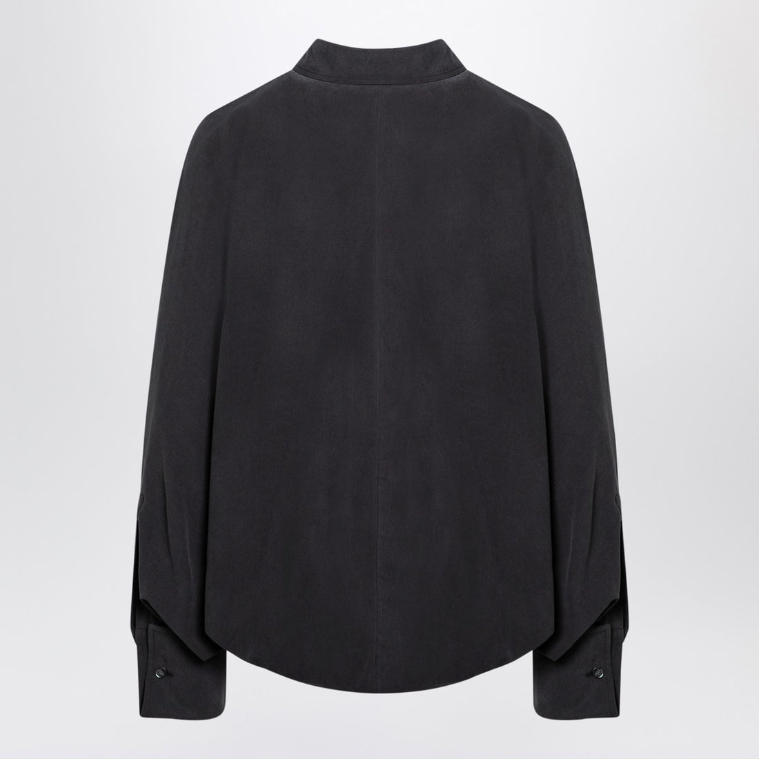 Max Mara Anthracite Grey Silk-Blend Oversized Shirt with Body Detail Brown
