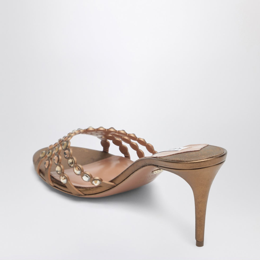 Aquazzura Tequila 75mm rhinestone-embellished leather sandals metal