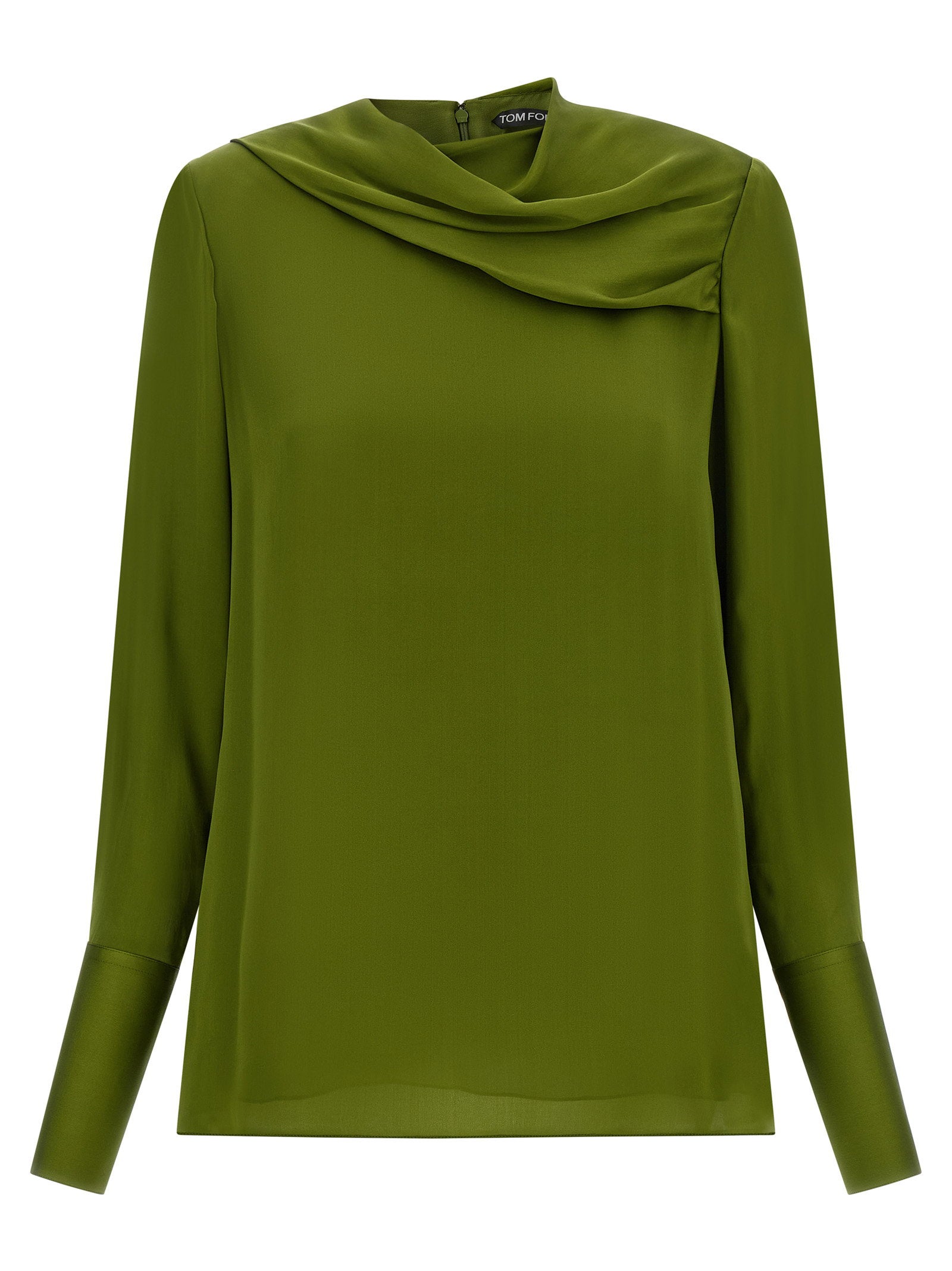 Tom Ford Draped Neck Blouse Green