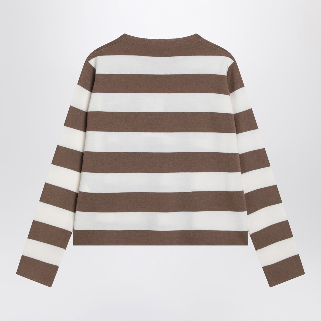 Max Mara Striped Wool Sweater with Embroidered Detail in Brown