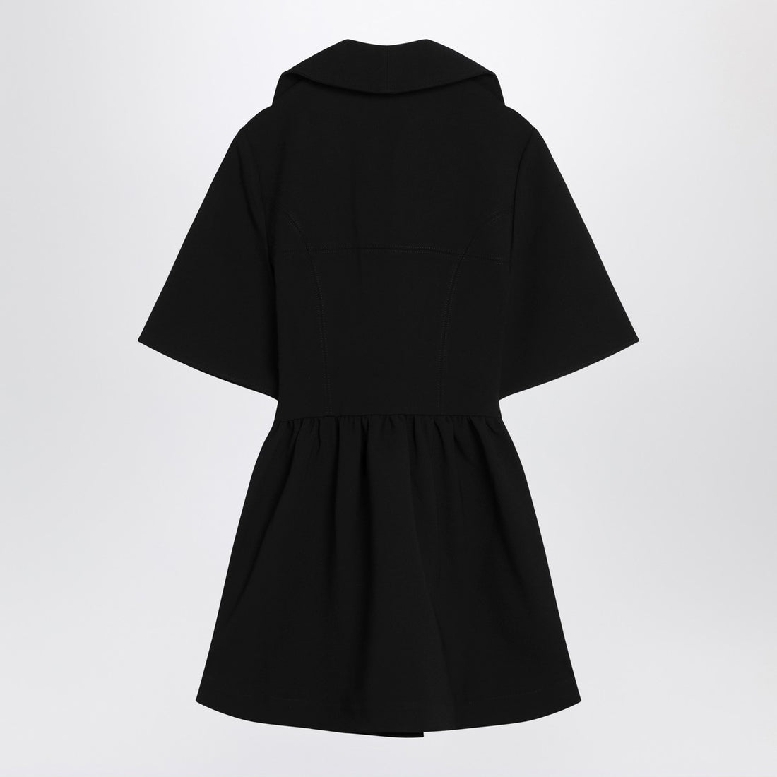 Ganni Black Textured Crêpe Mini Dress with Silver Zip Black