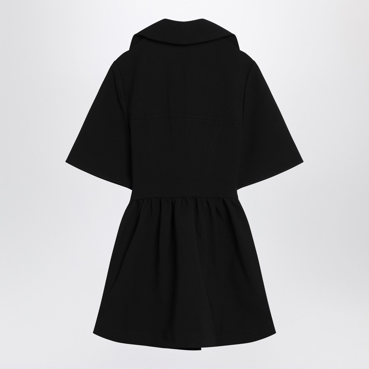 Ganni Black Textured Crêpe Mini Dress with Silver Zip Black