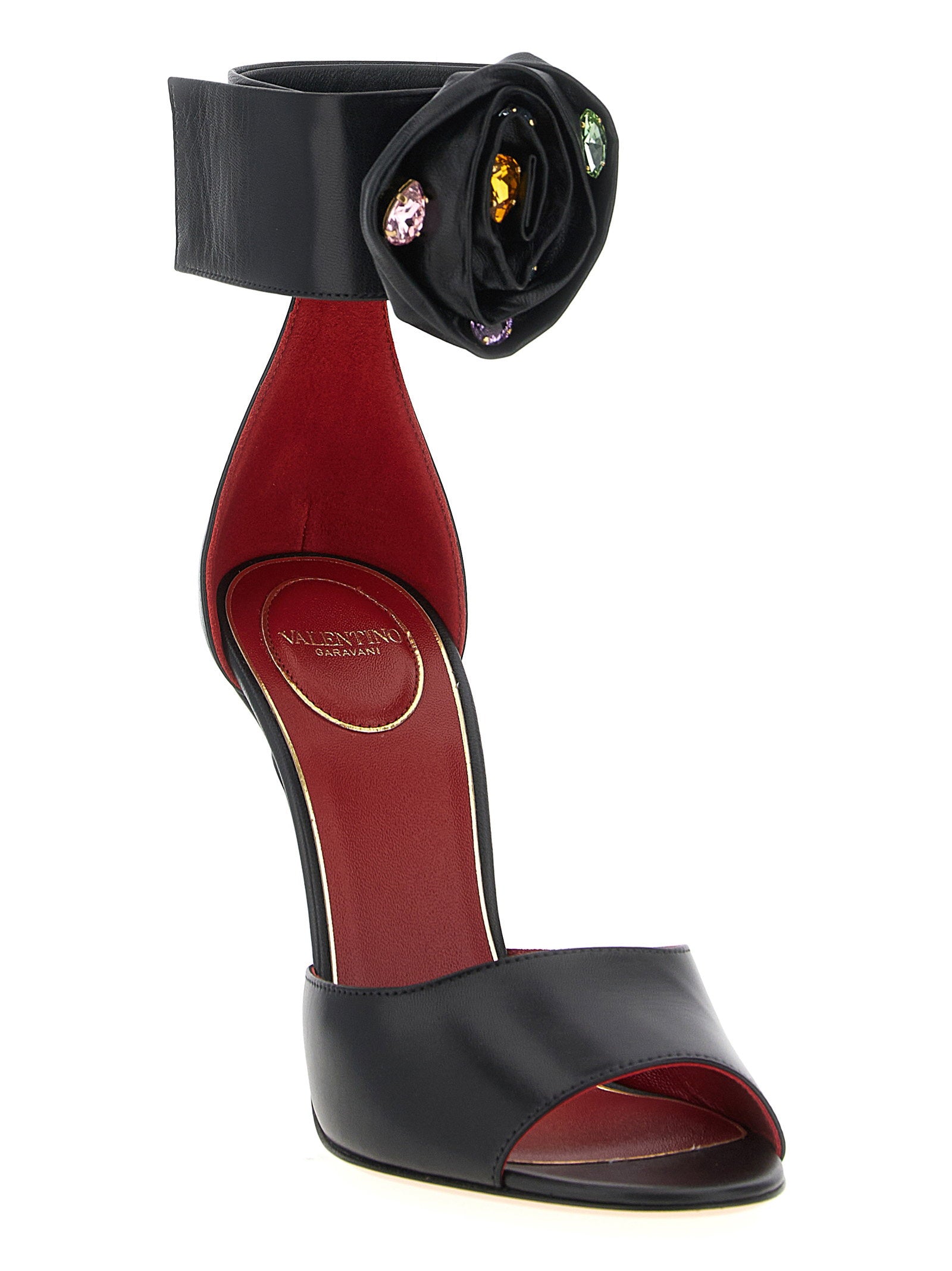 Valentino Garavani Drip Rose Sandals Black