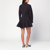 Ganni Black Cotton-Blend Mini Shirt Dress Black