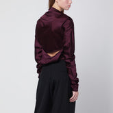Ganni Mauve Satin Draped Blouse with Back Cut-Out Red