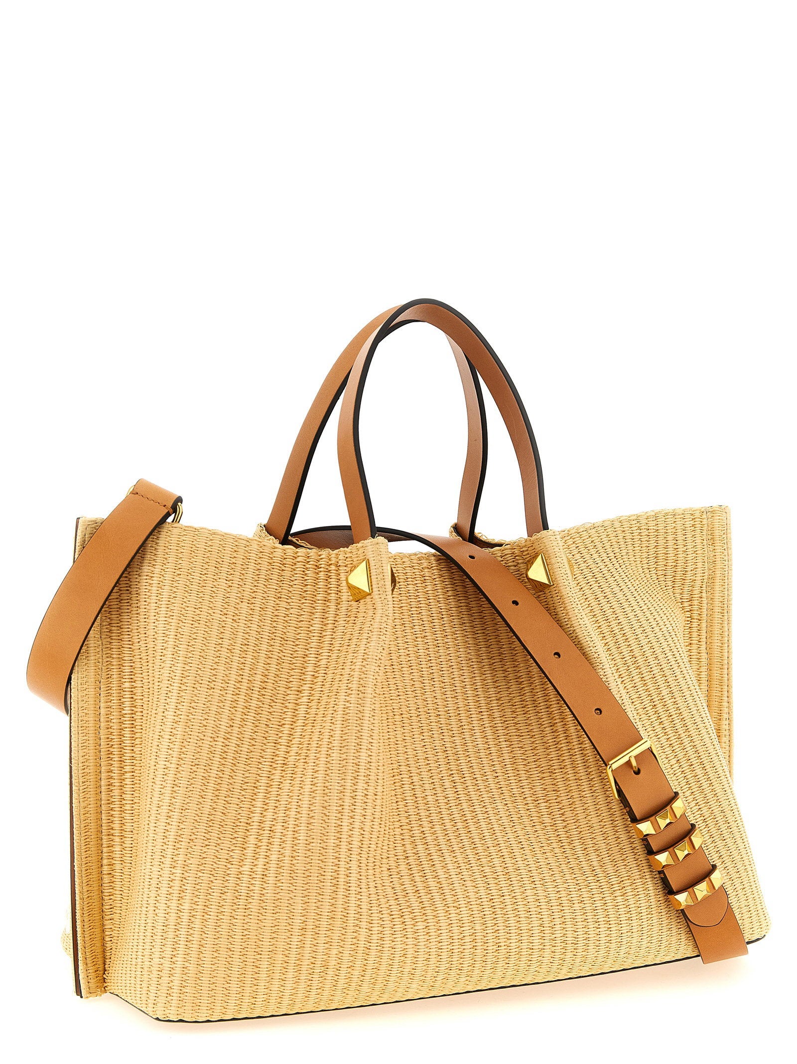 Shopping Valentino Garavani Medium Raffia Beige