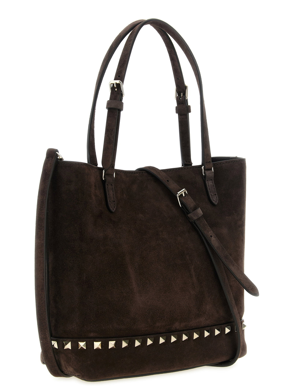 Valentino Garavani Rockstud Small Shopping Bag Brown