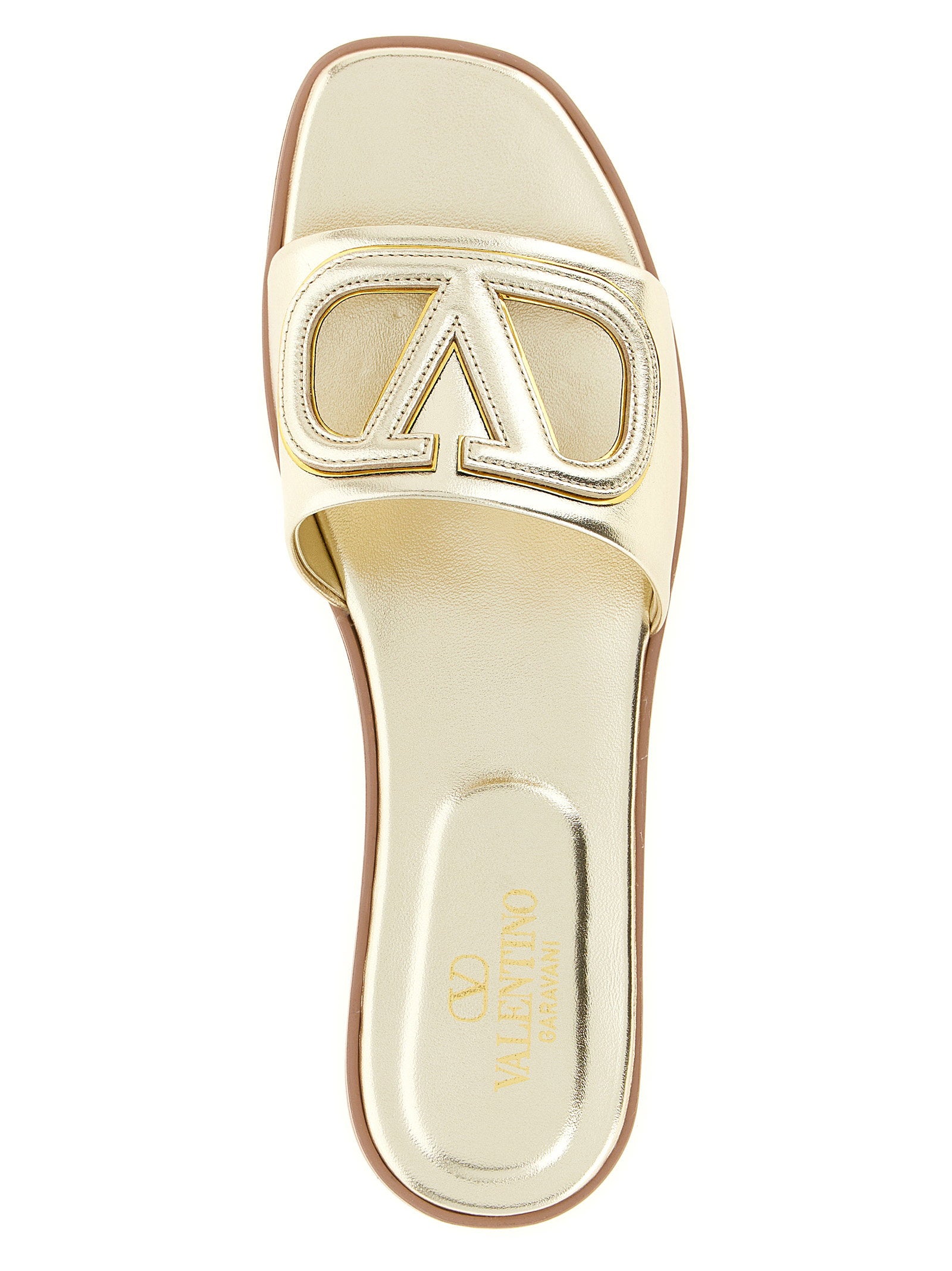 Valentino Garavani Vlogo Signature Slides Gold