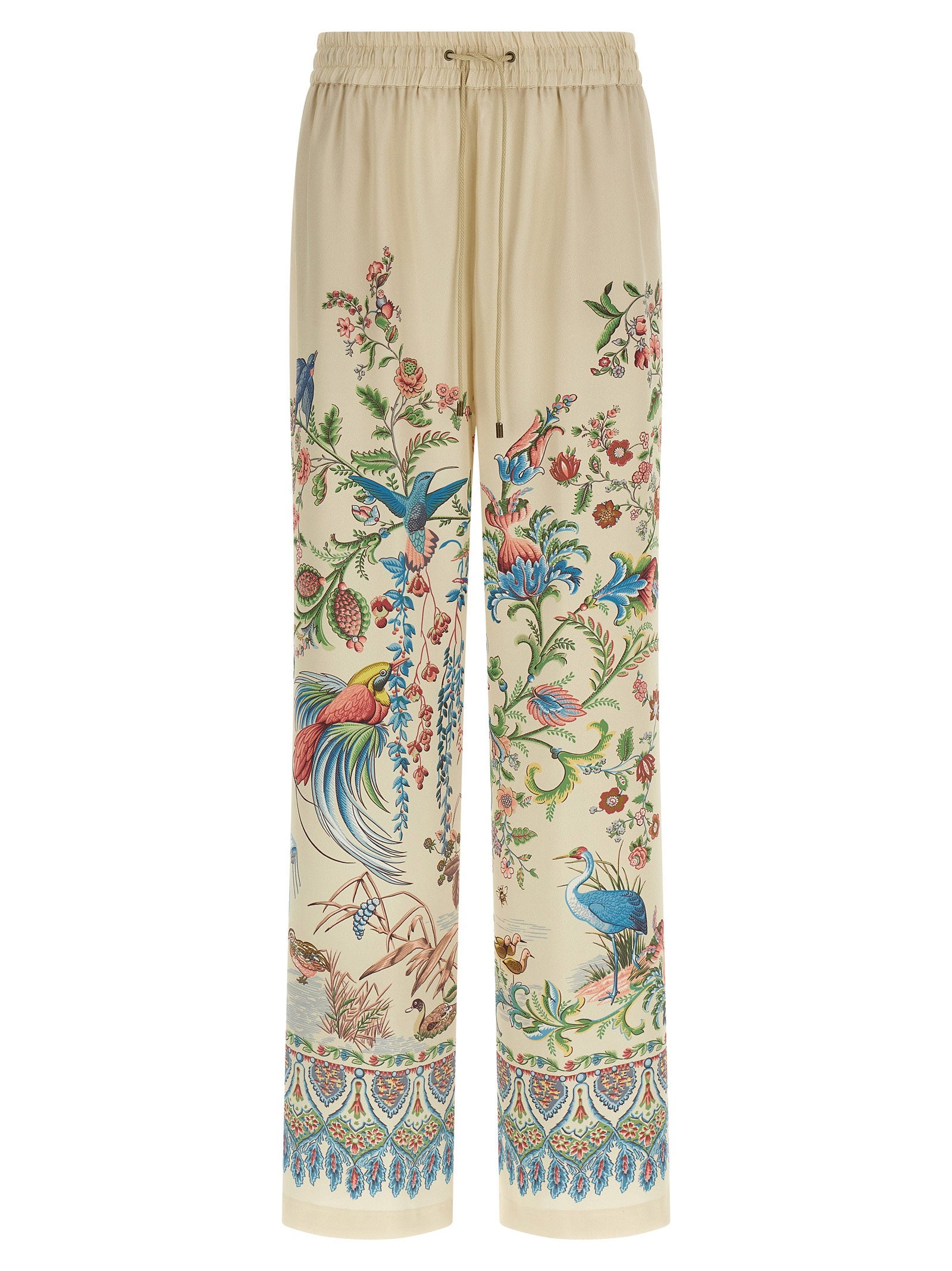 Etro Flora And Fauna Printed Trousers Beige