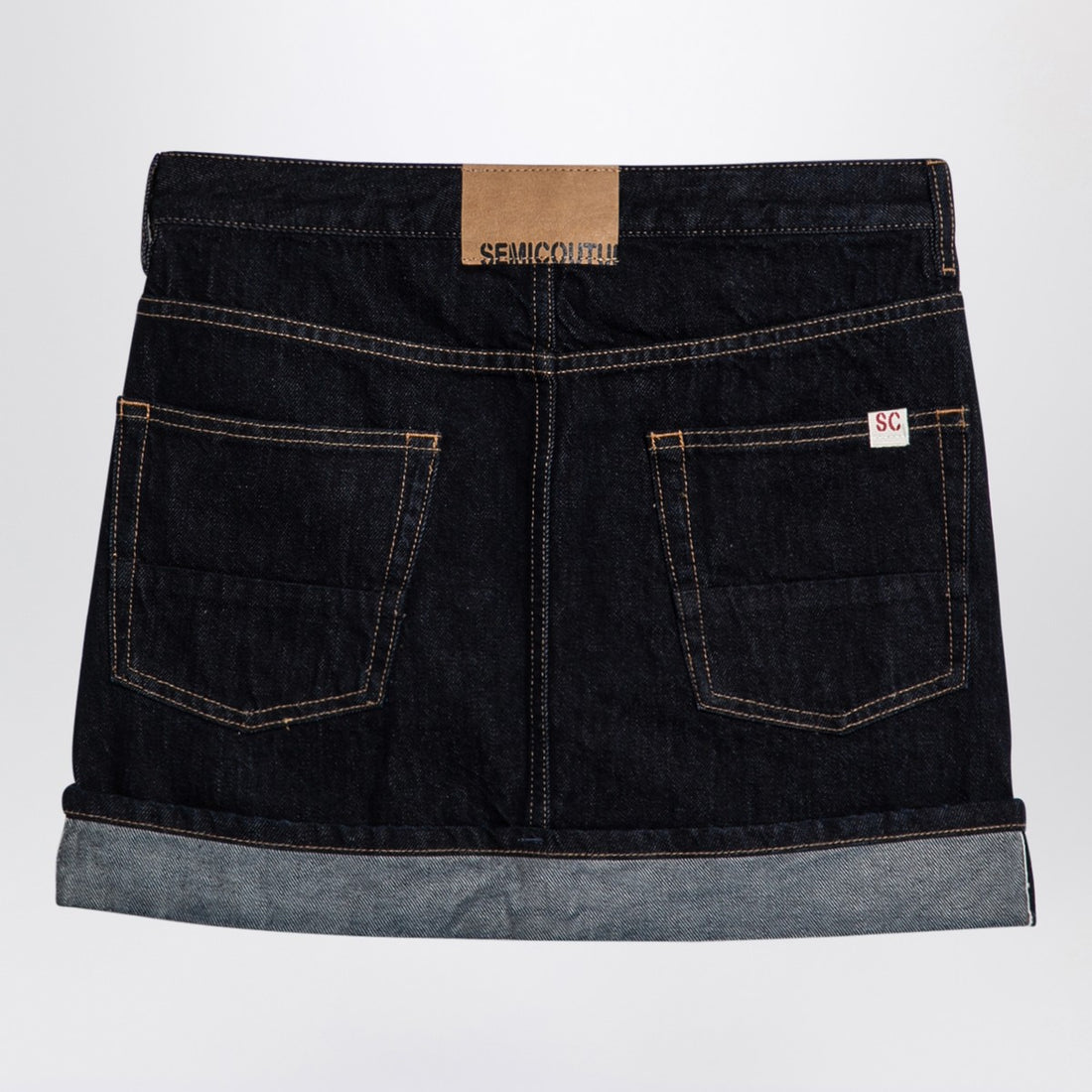 Semicouture Floriane Dark Denim Mini Skirt Blue
