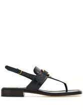 Ferragamo Gancini Buckle Black Leather Sandals Black