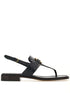 Ferragamo Gancini Buckle Black Leather Sandals Black