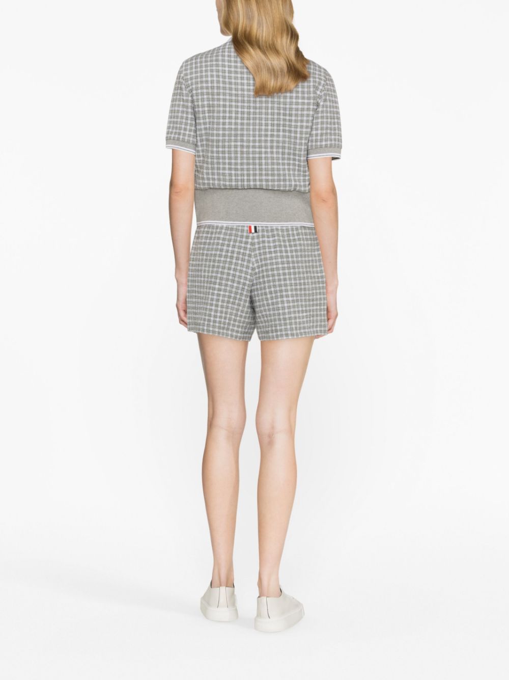 Thom Browne Checked Tweed Track Shorts Grey