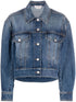 Alexander Mcqueen Cropped Indigo Denim Jacket with Classic Collar Denim