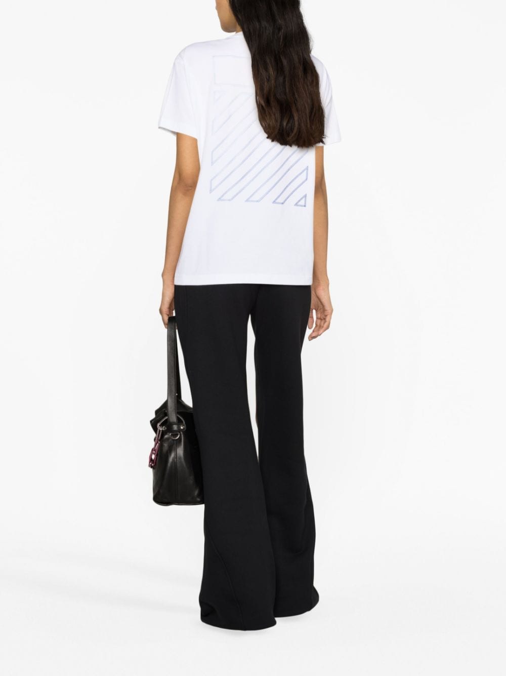 Off White Wide-Leg Piped Cotton Track Pants Black