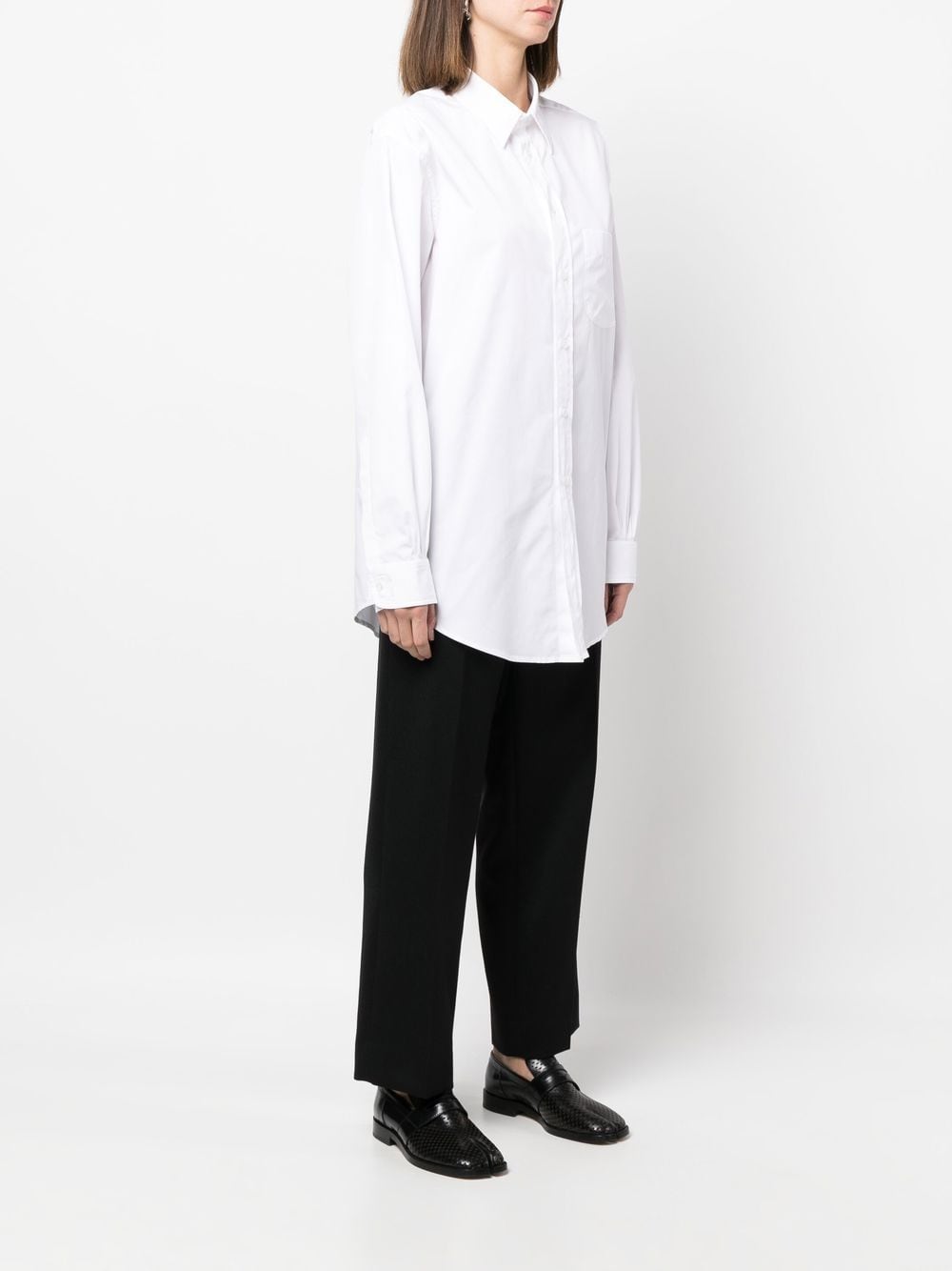 Maison Margiela Long Cotton Poplin Shirt in White White