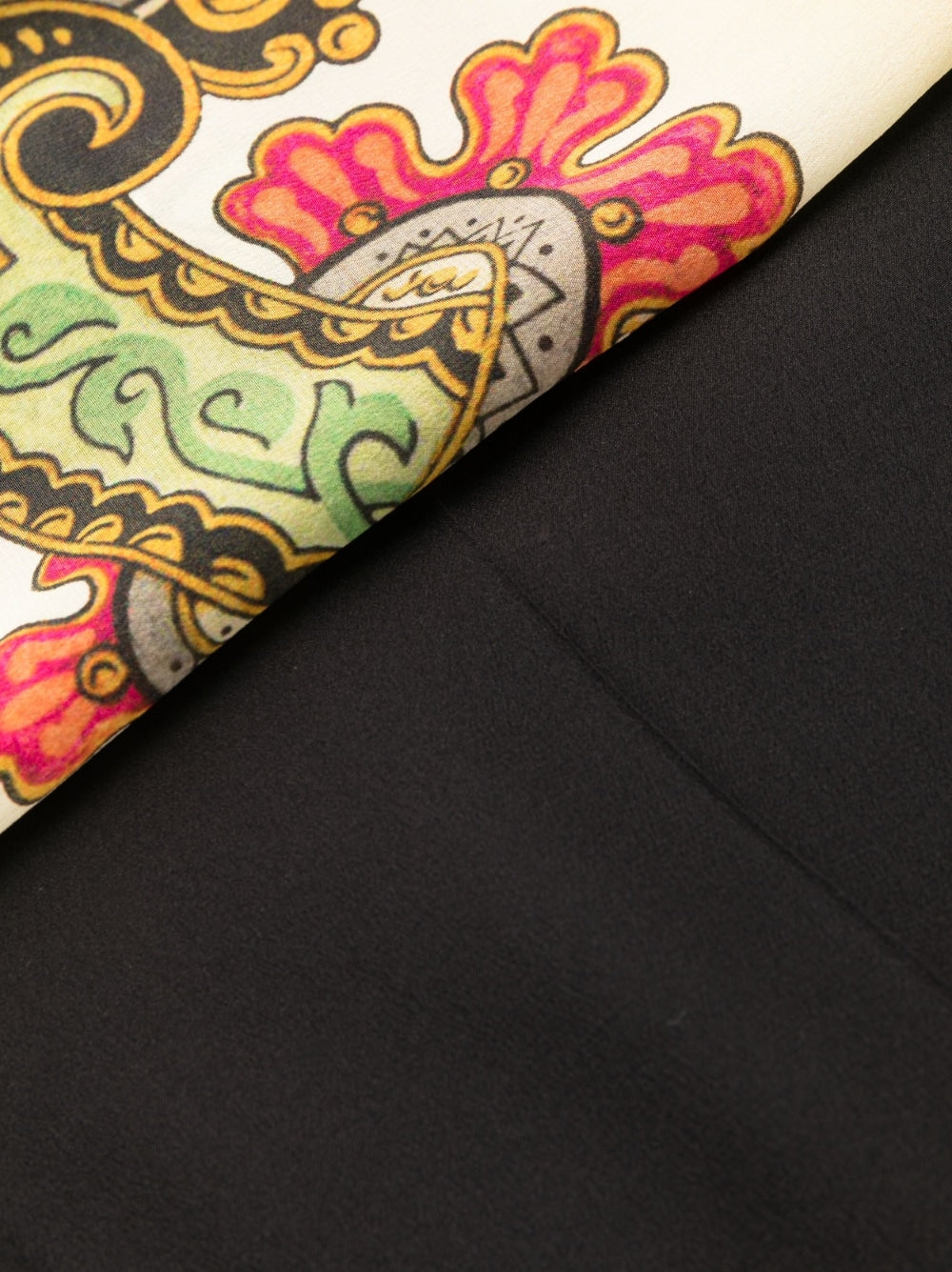 Etro Graphic-Print Silk Straight-Leg Trousers Black