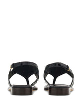 Ferragamo Gancini Buckle Black Leather Sandals Black