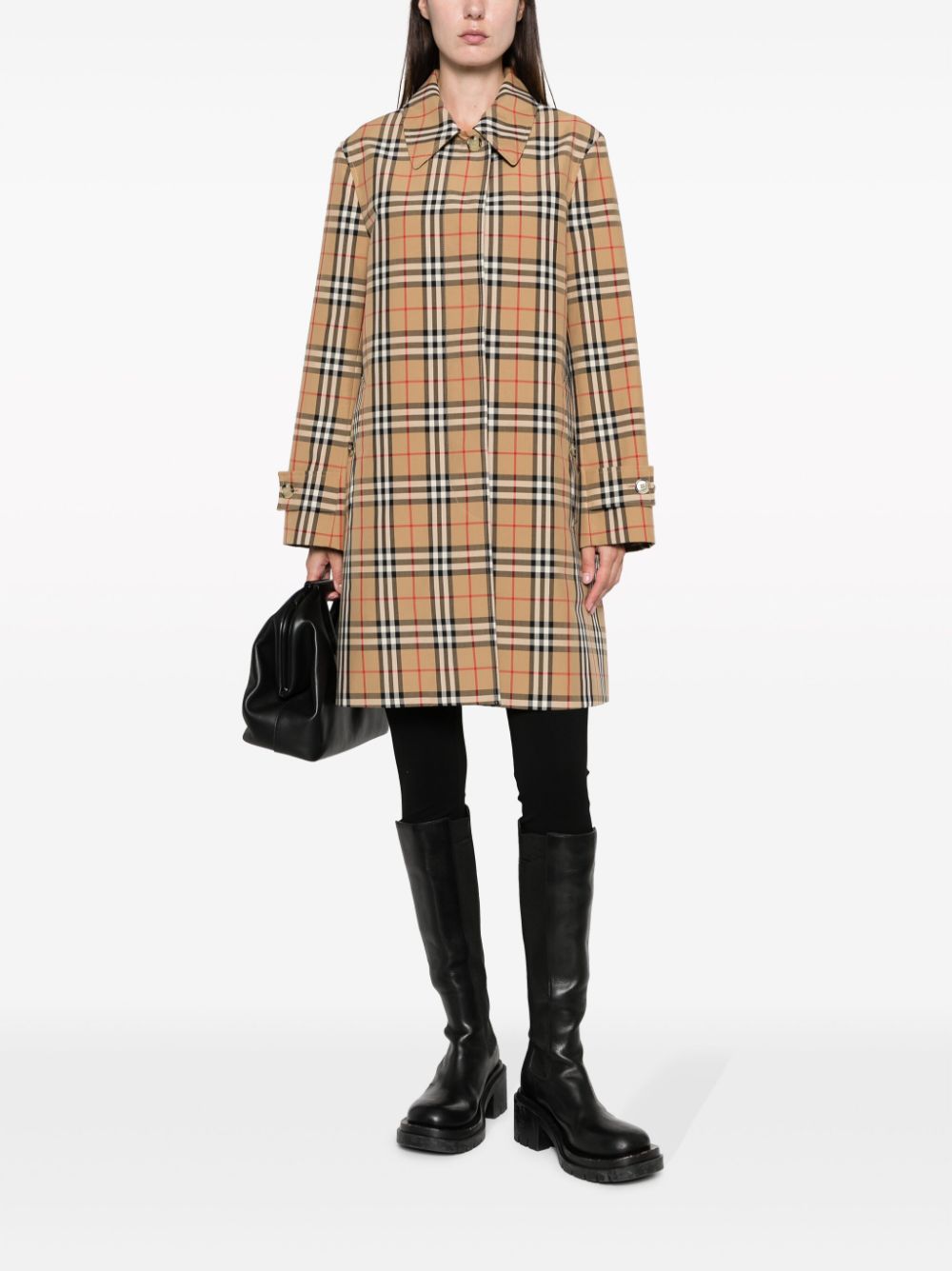 Burberry Checked Cotton Plaid trench coat Beige