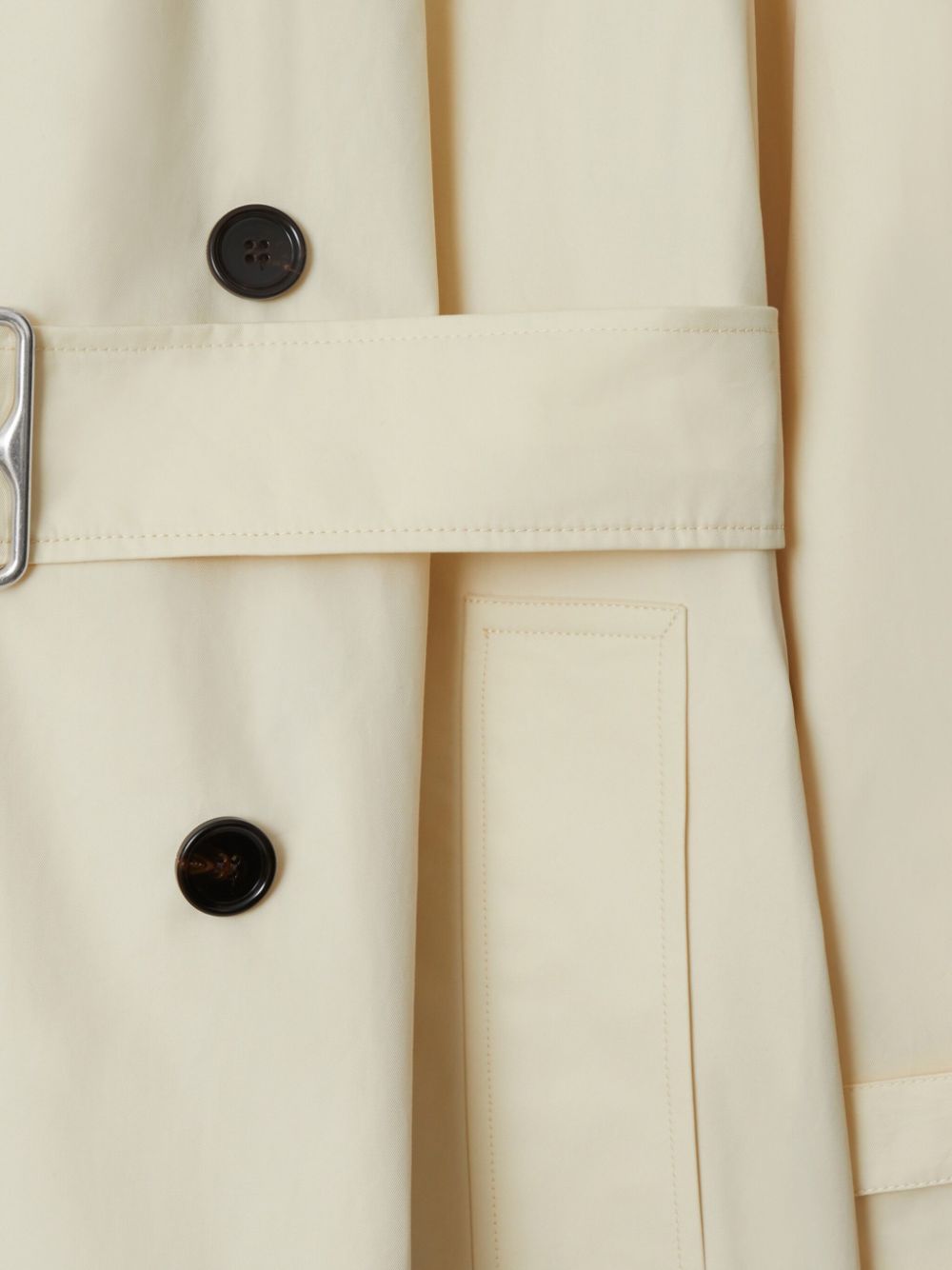 Burberry Short Belted Cotton Trench Coat White