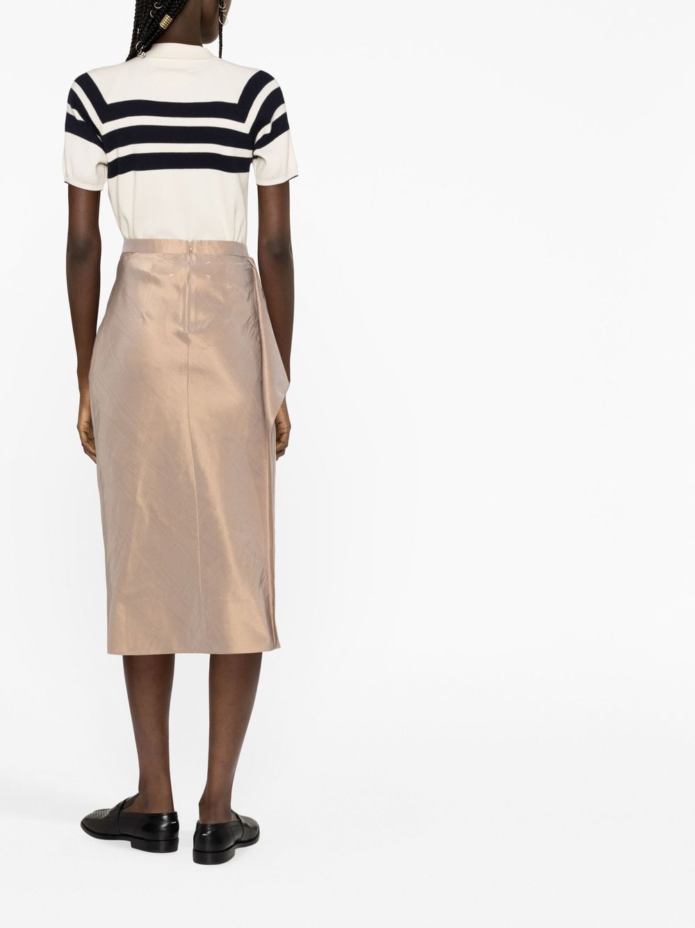 Maison Margiela Floral-Detail Draped Midi Skirt Beige