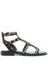 Ash Sandals in Black Embroidered Leather with Silver Studs Black