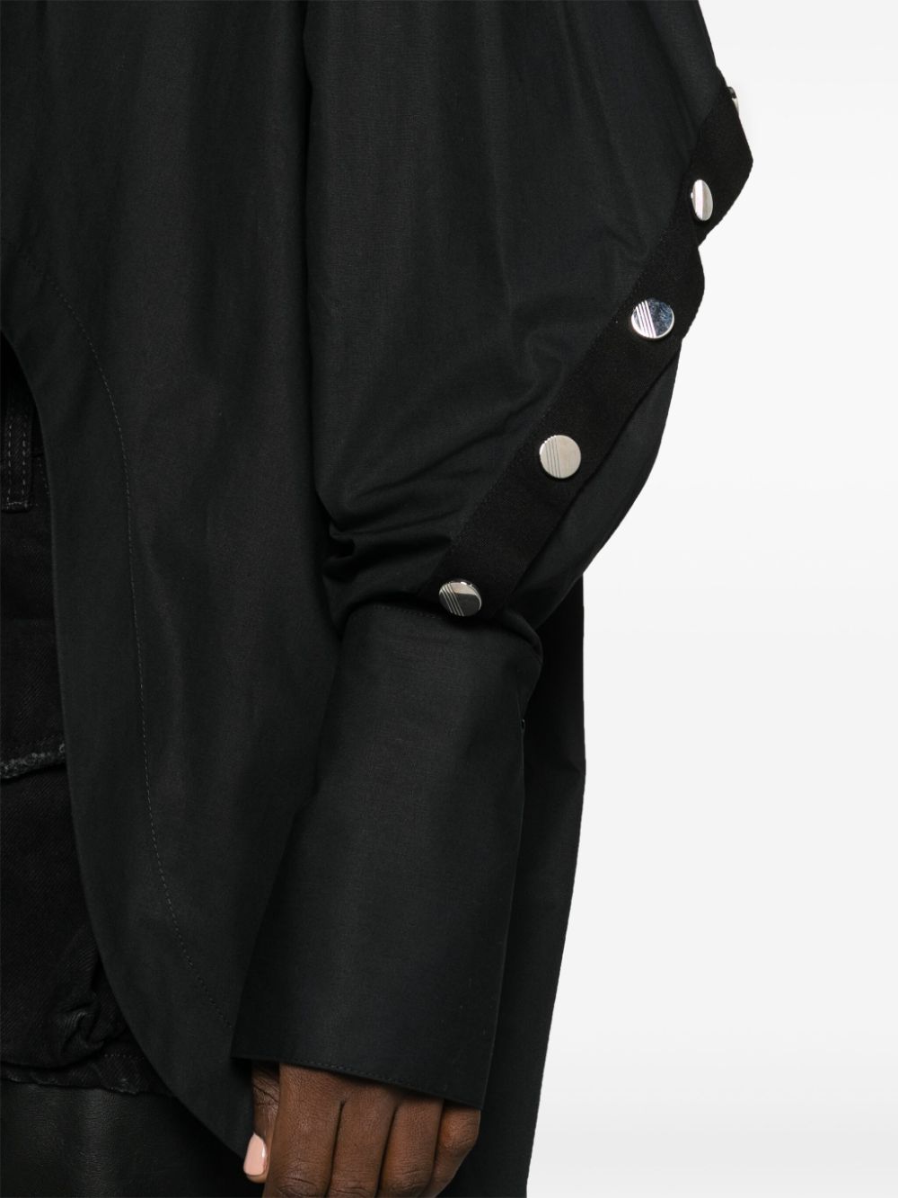 The Attico Oversized Studded Cotton Shirt with Embroidered Logo Black Black