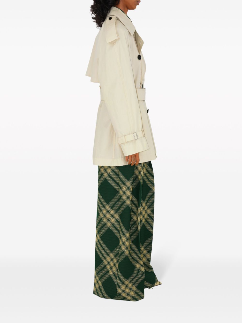 Burberry Short Belted Cotton Trench Coat White