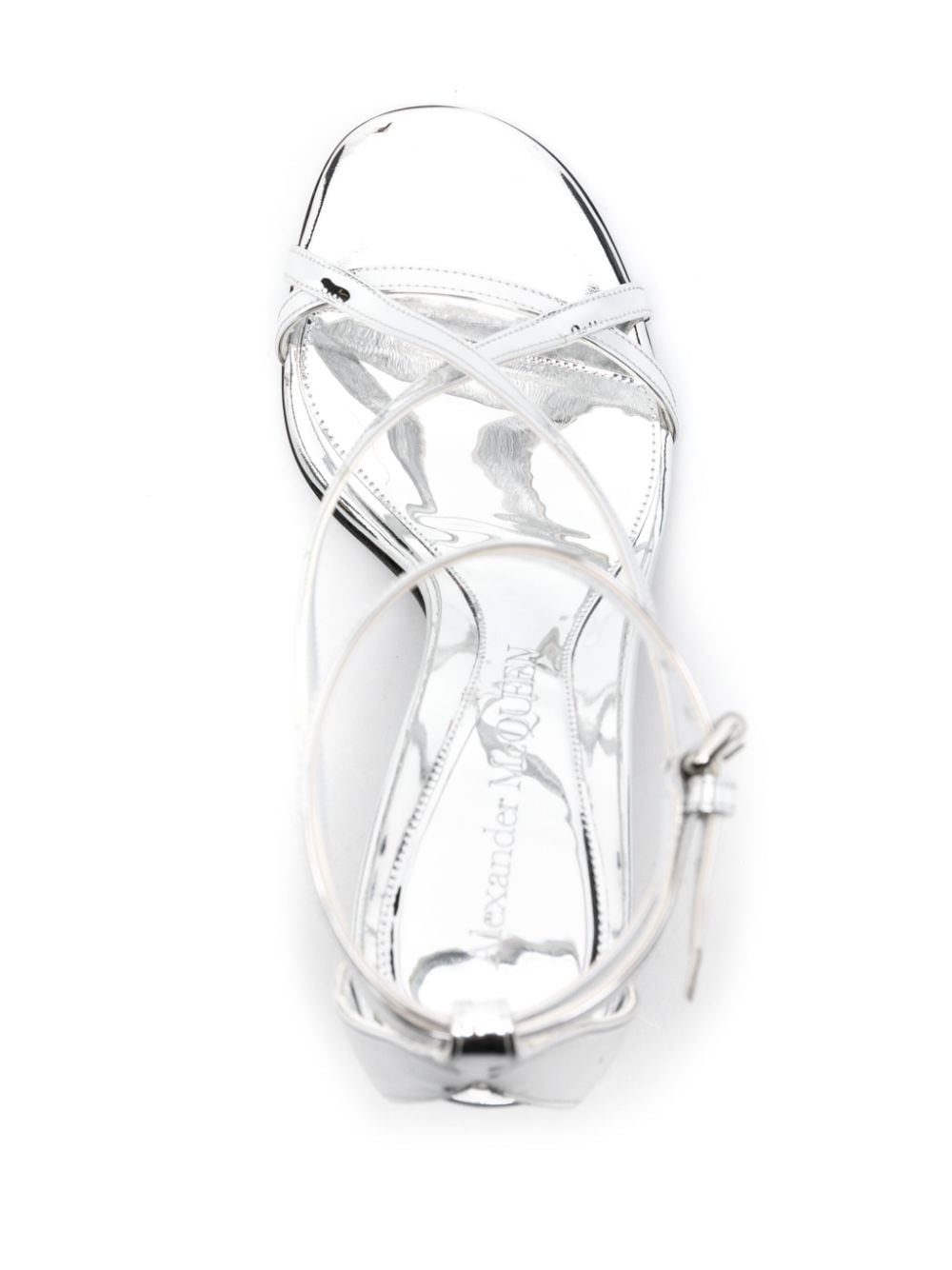 Alexander McQueen Armadillo Mirror-Effect Sandals Silver