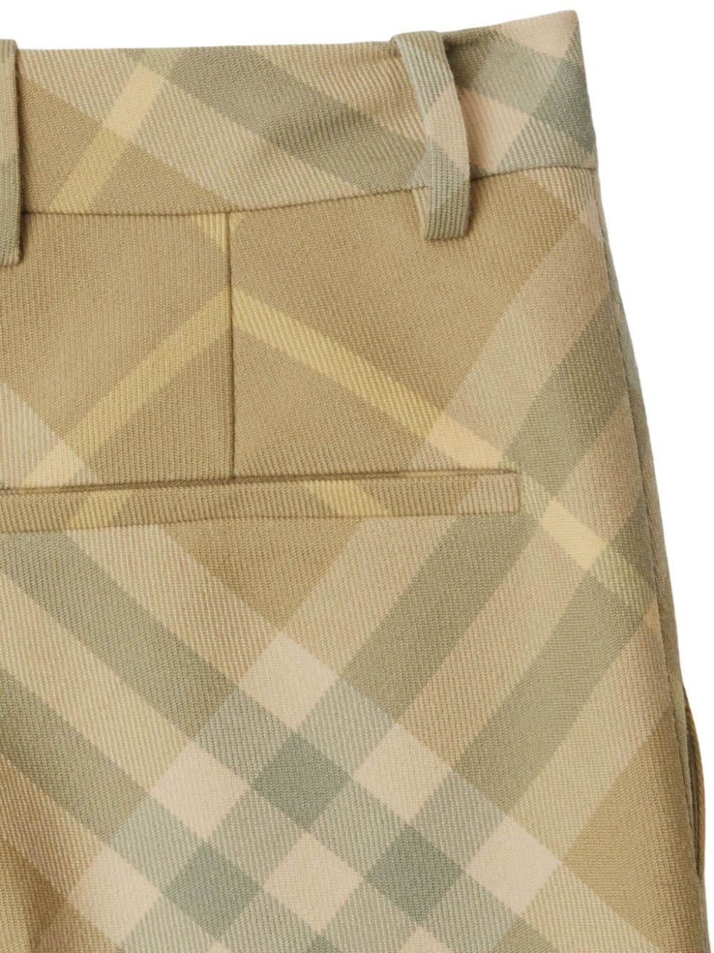 Burberry Check-Print Tailored Wool Trousers Beige