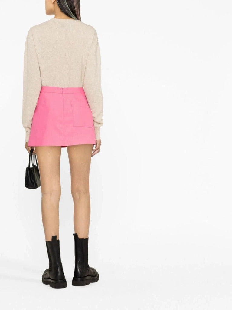 Palm Angels Stripe-Detail A-Line Cotton Mini Skirt Pink