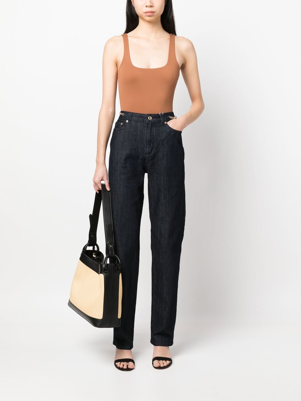 MMK Straight-Leg Chain-Detail Jeans Blue