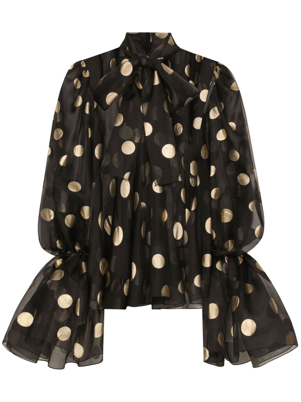 Silk organza jacquard blouse Black