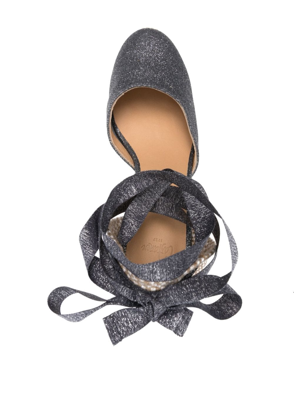 Castaner Carina Glittery Wedge Espadrilles Dark Grey