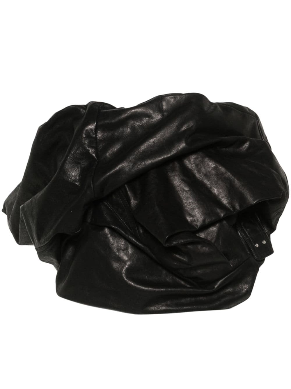 Draped Design Asymmetric Leather Bustier Black