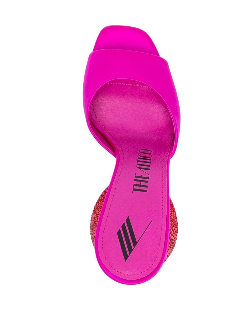 The Attico Luz 105mm Crystal-Embellished Satin Mules Fuchsia
