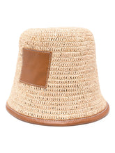 JACQUEMUS Raffia and Leather Bucket Hat Leather Brown