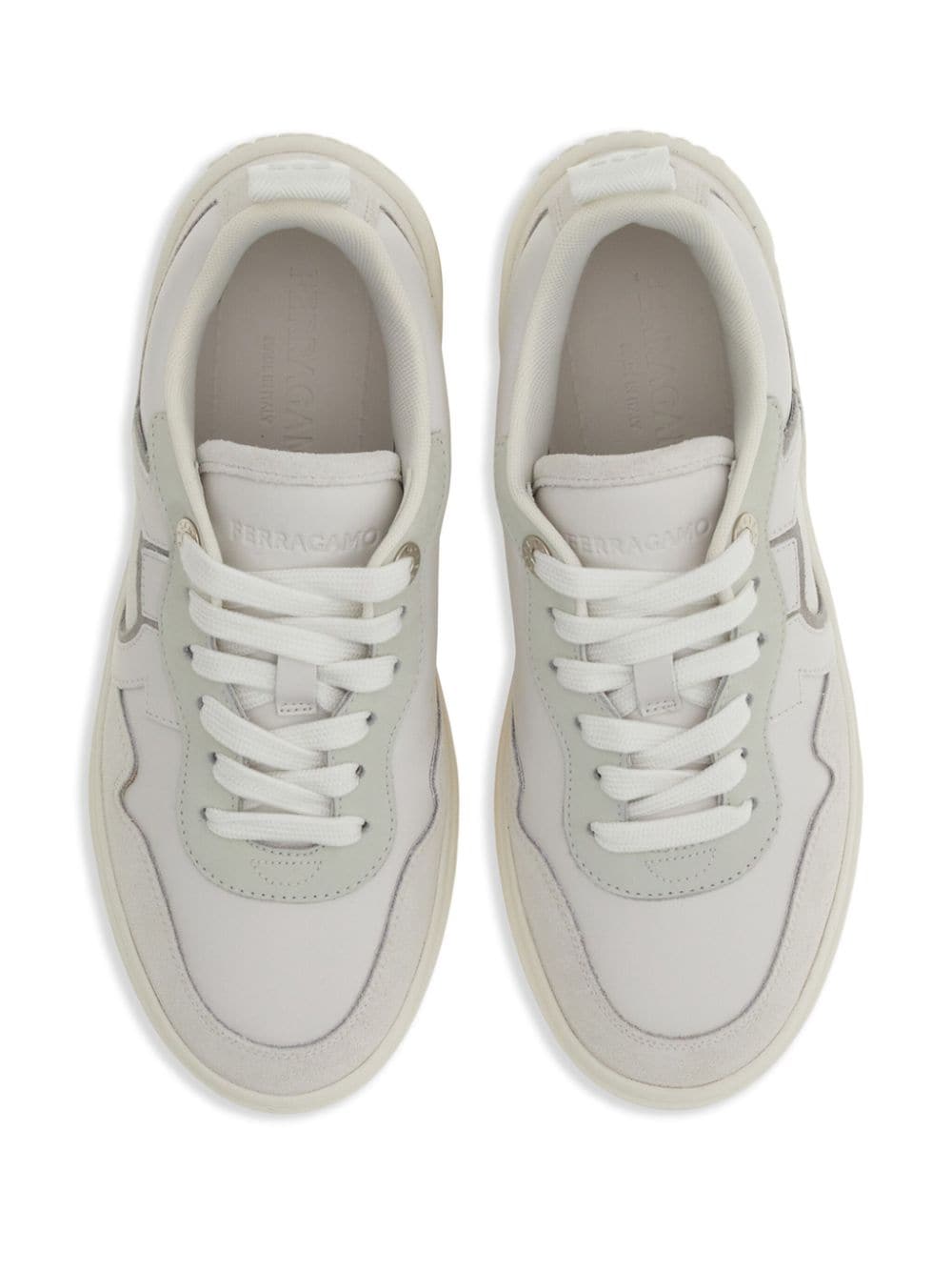 Ferragamo Salvatore Gancini Leather Sneakers White